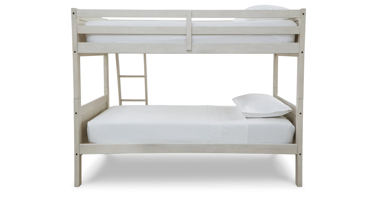 Robbinsdale Antique White Twin Bunk Bed and Mattresses from Ashley - Luna Furniture