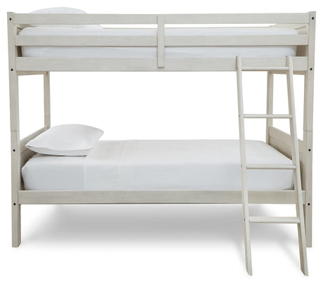 Robbinsdale Antique White Twin/Twin Bunk Bed with Ladder from Ashley Furniture - Luna Furniture
