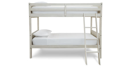 Robbinsdale Antique White Twin Bunk Bed and Mattresses from Ashley - Luna Furniture