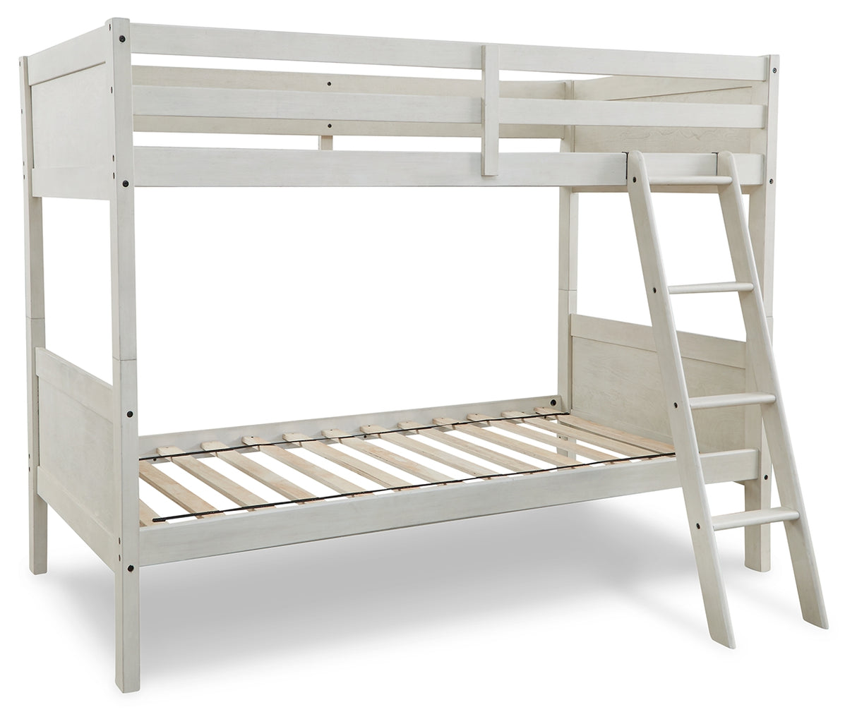 Robbinsdale Antique White Twin/Twin Bunk Bed with Ladder from Ashley Furniture - Luna Furniture