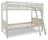 Robbinsdale Antique White Twin/Twin Bunk Bed with Ladder from Ashley Furniture - Luna Furniture