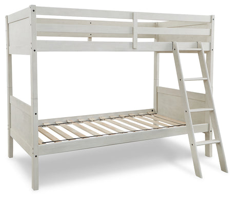 Robbinsdale Antique White Twin/Twin Bunk Bed with Ladder from Ashley Furniture - Luna Furniture
