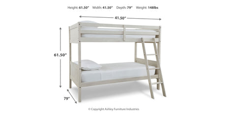 Robbinsdale Antique White Twin Bunk Bed and Mattresses from Ashley - Luna Furniture