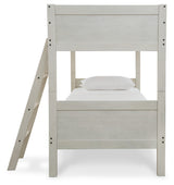 Robbinsdale Antique White Twin/Twin Bunk Bed with Ladder from Ashley Furniture - Luna Furniture