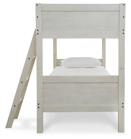 Robbinsdale Antique White Twin/Twin Bunk Bed with Ladder from Ashley Furniture - Luna Furniture