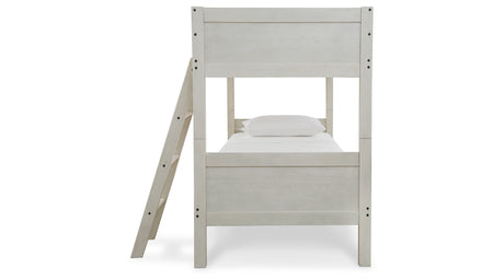 Robbinsdale Antique White Twin Bunk Bed and Mattresses from Ashley - Luna Furniture