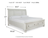 Robbinsdale Antique White Queen Sleigh Storage Platform Bed from Ashley - Luna Furniture