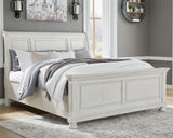 Robbinsdale Antique White King Sleigh Bed, Dresser and Mirror from Ashley Furniture - Luna Furniture