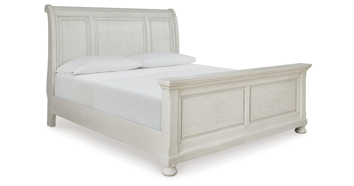 Robbinsdale Antique White Queen Sleigh Bed from Ashley - Luna Furniture