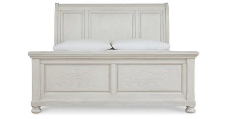 Robbinsdale Antique White King Sleigh Bed from Ashley Furniture - Luna Furniture