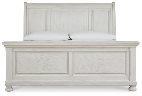 Robbinsdale Antique White King Sleigh Bed, Dresser and Mirror from Ashley Furniture - Luna Furniture