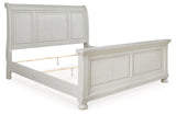 Robbinsdale Antique White King Sleigh Bed, Dresser and Mirror from Ashley Furniture - Luna Furniture