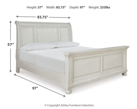Robbinsdale Antique White Sleigh Bedroom Set from Ashley - Luna Furniture