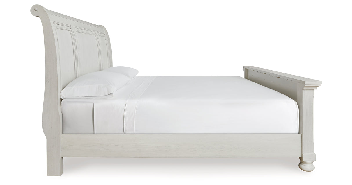 Robbinsdale Antique White King Sleigh Bed from Ashley - Luna Furniture