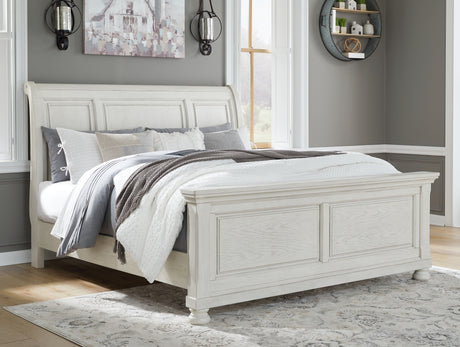 Robbinsdale Antique White King Sleigh Bed from Ashley Furniture - Luna Furniture