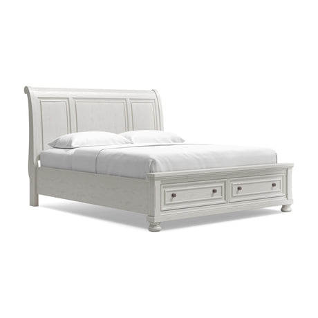 Robbinsdale California King Sleigh Bed with Storage with Dresser in Antique White from Ashley - Luna Furniture