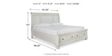 Robbinsdale California King Sleigh Bed with Storage with Mirrored Dresser in Antique White from Ashley Furniture - Luna Furniture