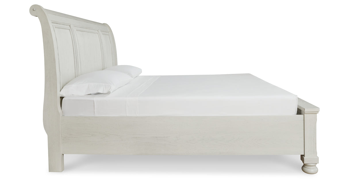 Robbinsdale Antique White King Sleigh Storage Platform Bed from Ashley Furniture - Luna Furniture