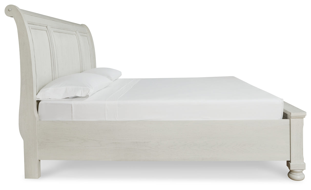Robbinsdale Antique White Queen Sleigh Storage Platform Bed from Ashley - Luna Furniture