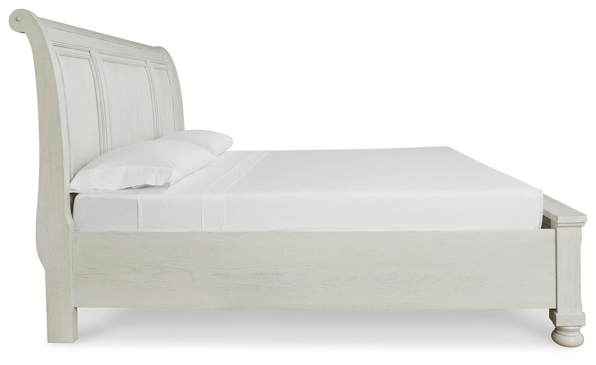Robbinsdale Antique White King Sleigh Storage Platform Bed from Ashley Furniture - Luna Furniture