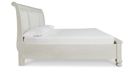 Robbinsdale California King Sleigh Bed with Storage with Dresser in Antique White from Ashley Furniture - Luna Furniture