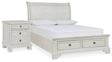 Robbinsdale Antique White Full Storage Bed and Nightstand from Ashley - Luna Furniture