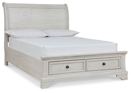 Robbinsdale Antique White Full Storage Bed and Nightstand from Ashley - Luna Furniture