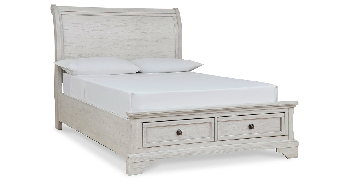 Robbinsdale Antique White Full Sleigh Storage Platform Bed from Ashley Furniture - Luna Furniture