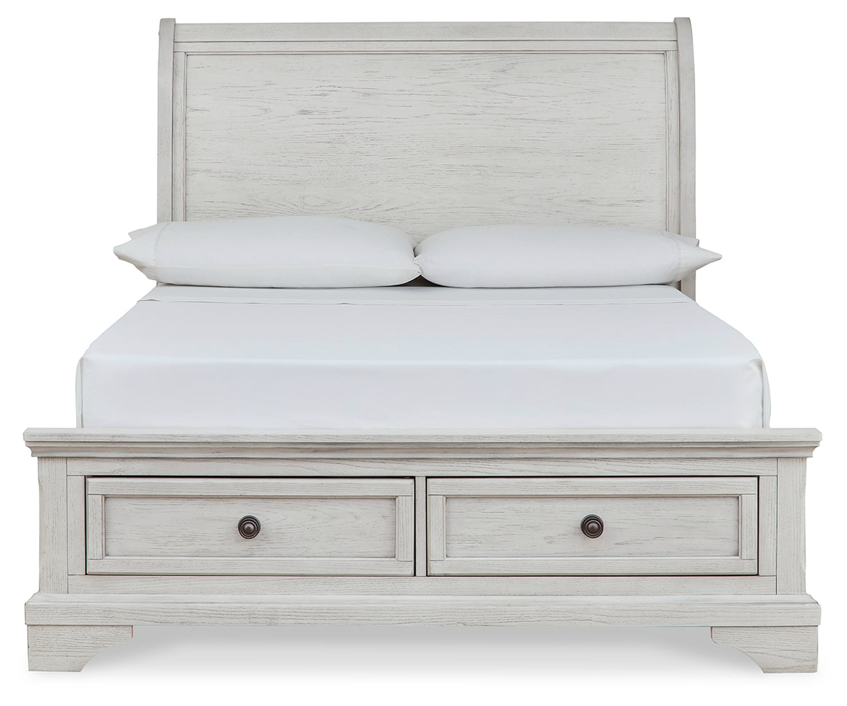 Robbinsdale Antique White Full Storage Bed and Nightstand from Ashley - Luna Furniture
