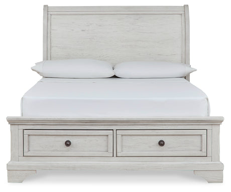 Robbinsdale Antique White Full Storage Bed and Nightstand from Ashley - Luna Furniture