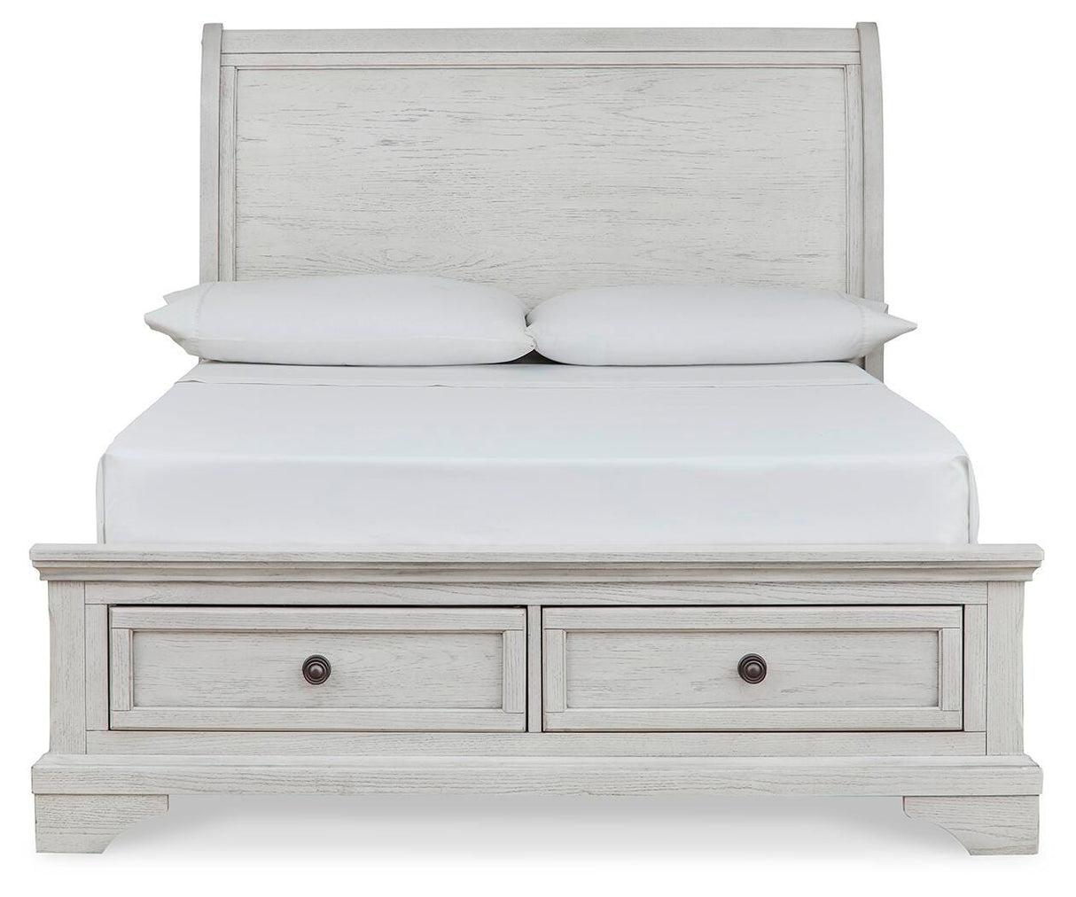 Robbinsdale Antique White Full Sleigh Storage Platform Bed from Ashley Furniture - Luna Furniture