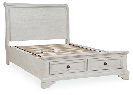 Robbinsdale Antique White Full Storage Bed and Nightstand from Ashley - Luna Furniture