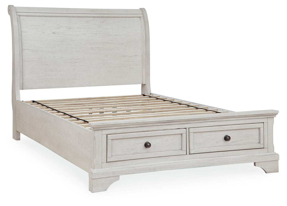 Robbinsdale Antique White Full Storage Bed and Nightstand from Ashley - Luna Furniture