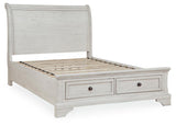 Robbinsdale Antique White Full Storage Bed and Nightstand from Ashley - Luna Furniture
