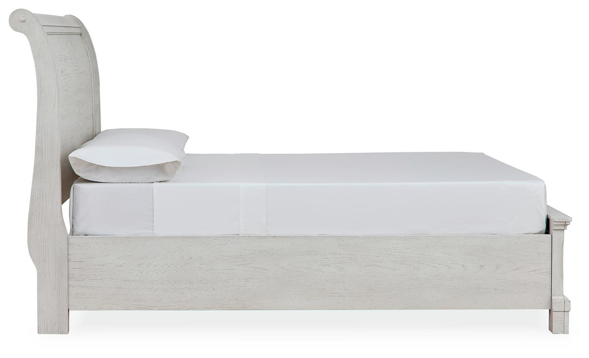 Robbinsdale Antique White Full Sleigh Storage Platform Bed from Ashley Furniture - Luna Furniture