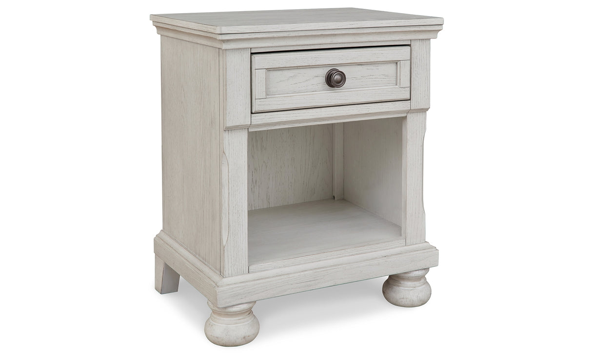 Robbinsdale Twin Sleigh Storage Bed with Mirrored Dresser and Nightstand in Antique White from Ashley Furniture - Luna Furniture