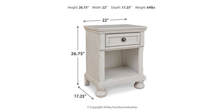 Robbinsdale Twin Sleigh Storage Bed with Mirrored Dresser and Nightstand in Antique White from Ashley Furniture - Luna Furniture