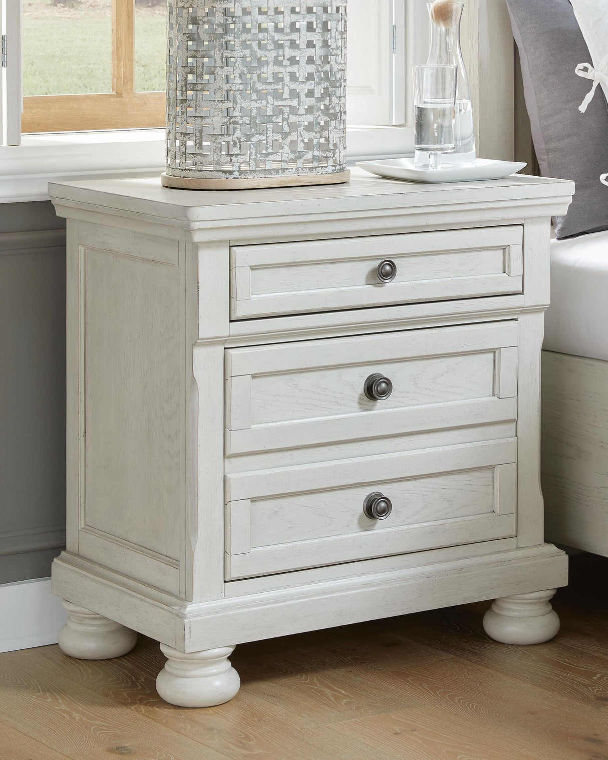 Robbinsdale Antique White Nightstand from Ashley Furniture - Luna Furniture