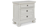 Robbinsdale King Panel Bed with Mirrored Dresser and 2 Nightstands in Antique White from Ashley - Luna Furniture