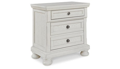 Robbinsdale King Panel Bed with Mirrored Dresser and 2 Nightstands in Antique White from Ashley - Luna Furniture