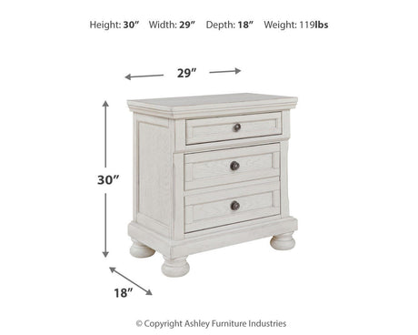 Robbinsdale Antique White Queen Storage Bed, Dresser, Mirror and Nightstand from Ashley - Luna Furniture