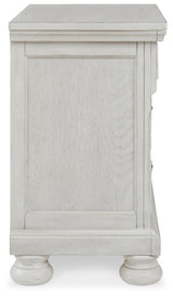 Robbinsdale Antique White King Sleigh Bed with Storage and Dresser, 2 Nightstands from Ashley - Luna Furniture