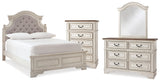 Realyn Full Panel Bed with Mirrored Dresser and Chest in Chipped White from Ashley - Luna Furniture