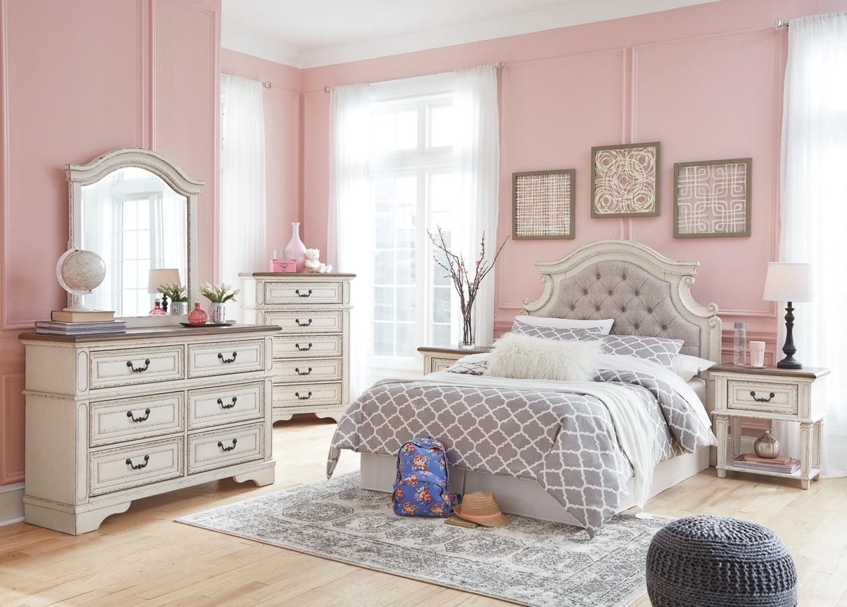 Realyn Chipped White Dresser and Mirror from Ashley Furniture - Luna Furniture
