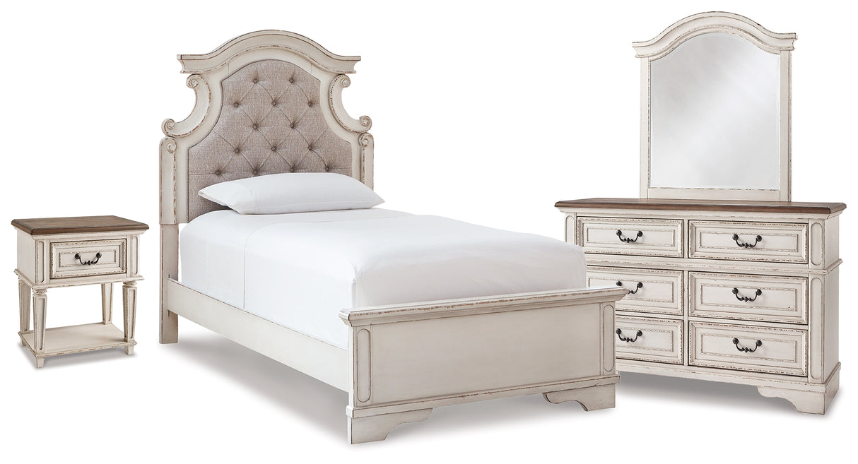 Realyn Chipped White Upholstered Youth Panel Bedroom Set from Ashley - Luna Furniture
