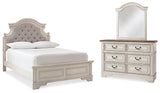 Realyn White Full Panel Bed with Mirrored Dresser in Chipped from Ashley Furniture - Luna Furniture