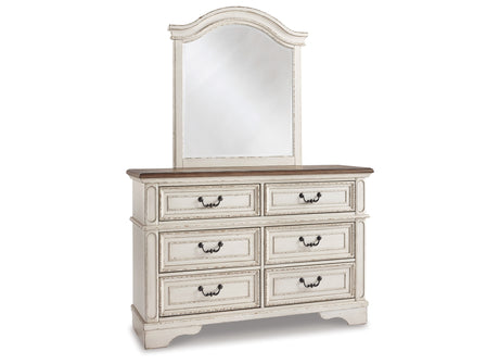 Realyn Chipped White Dresser and Mirror from Ashley Furniture - Luna Furniture