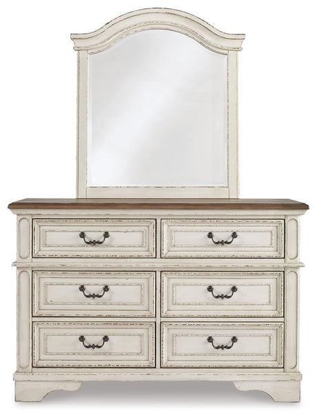 Realyn Chipped White Dresser and Mirror from Ashley Furniture - Luna Furniture