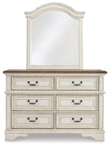 Realyn Chipped White Twin Panel Bed with Mirrored Dresser from Ashley Furniture - Luna Furniture