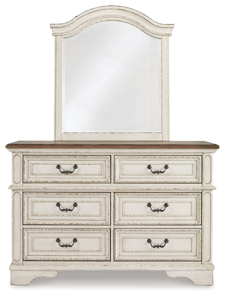 Realyn Chipped White Twin Panel Bed with Mirrored Dresser from Ashley - Luna Furniture